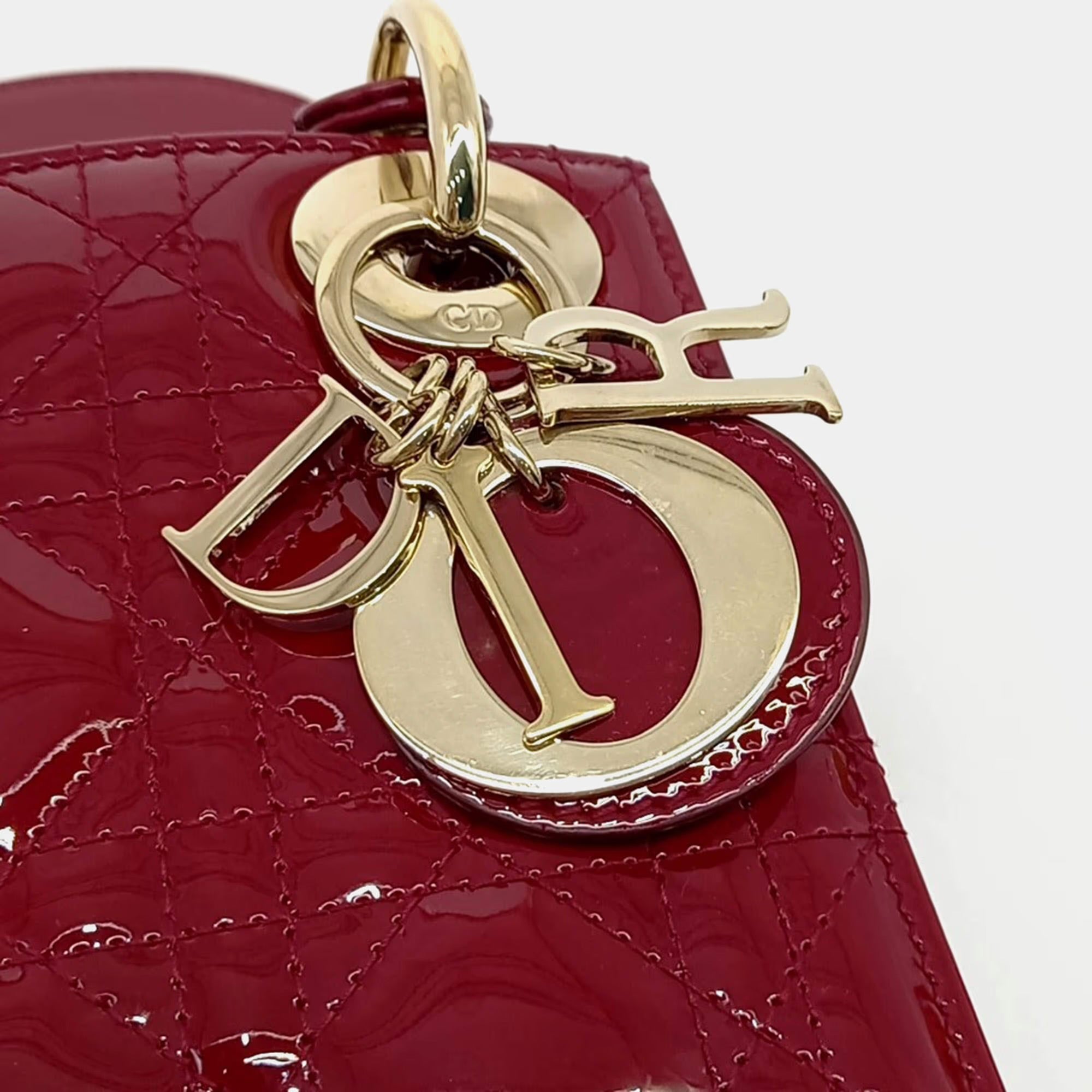 Christian Dior Burgundy Patent Leather Lady Mini Bag