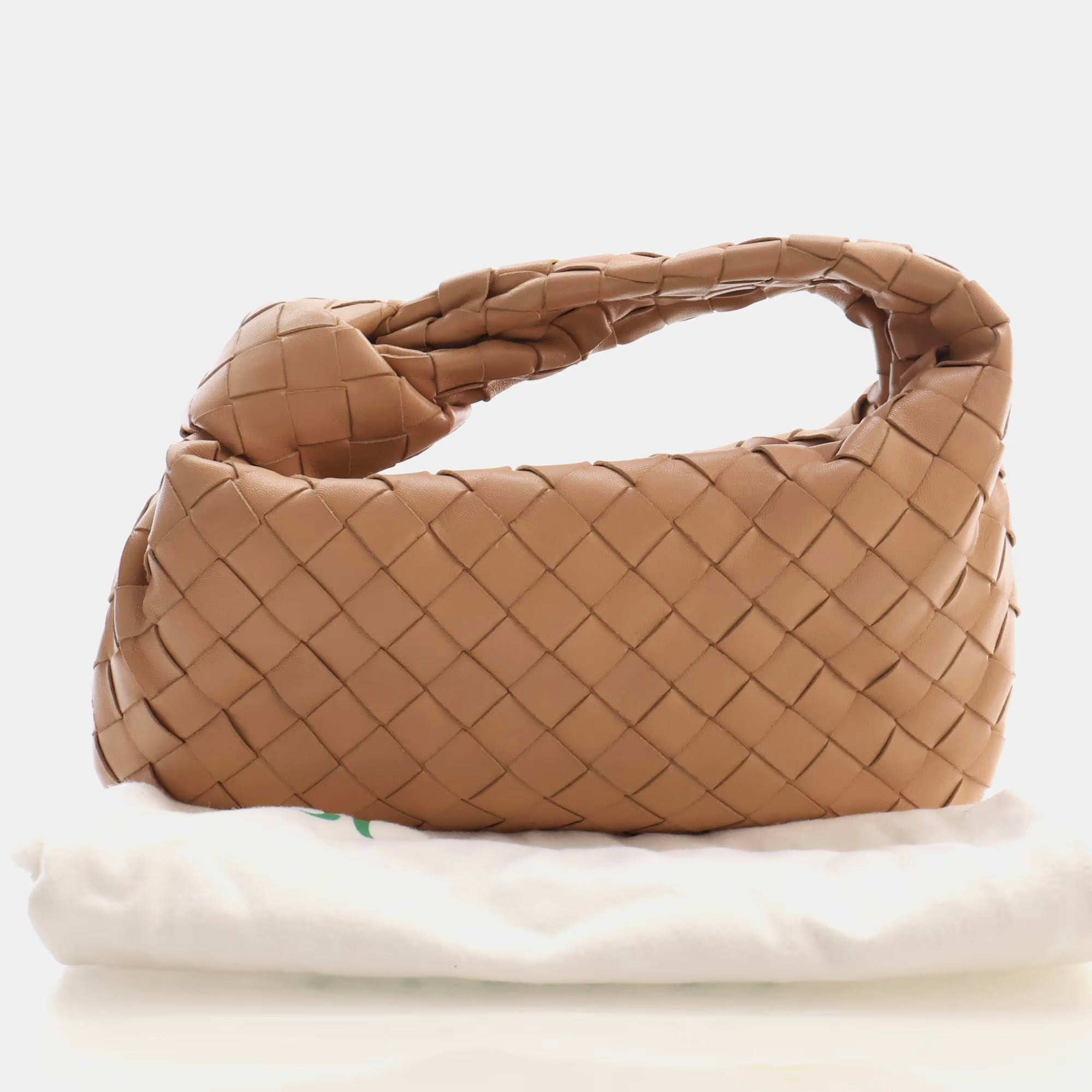 Bottega Veneta Mini Jodie Almond Lambskin Leather Top Handle Bag