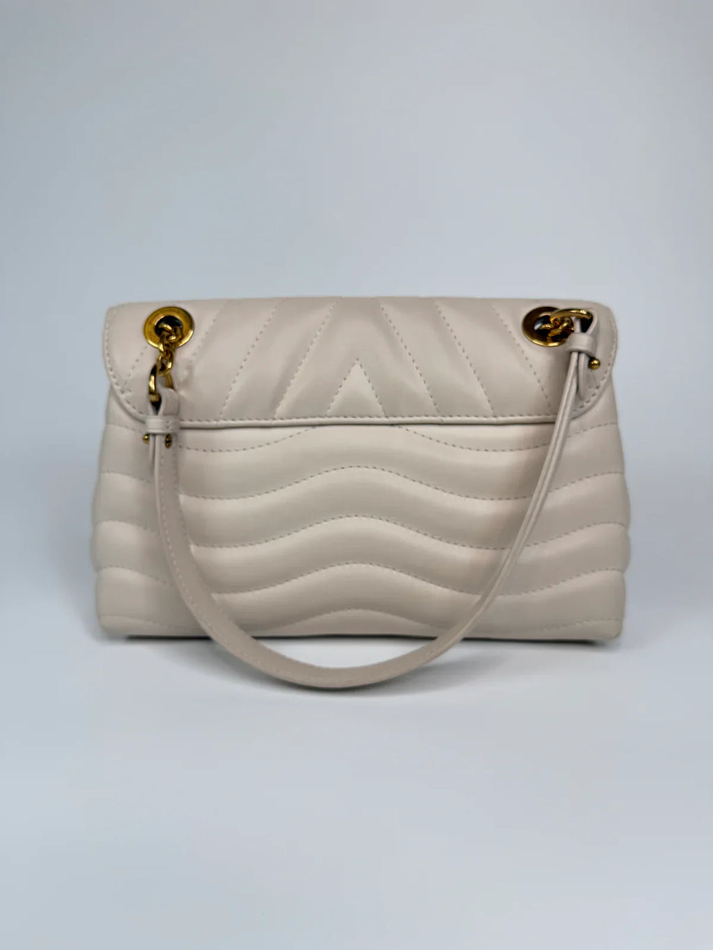 LOUIS VUITTON NEW WAVE CHAIN SHOULDER BAG IN IVORY CALF LEATHER WITH GOLD HARDWARE