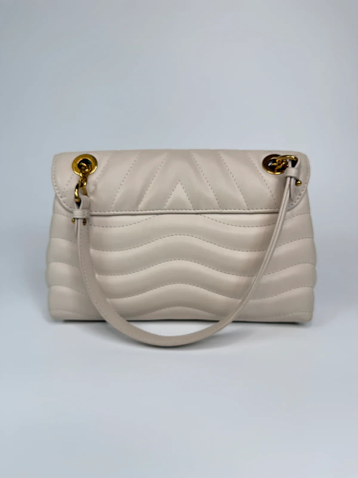 LOUIS VUITTON NEW WAVE CHAIN SHOULDER BAG IN IVORY CALF LEATHER WITH GOLD HARDWARE