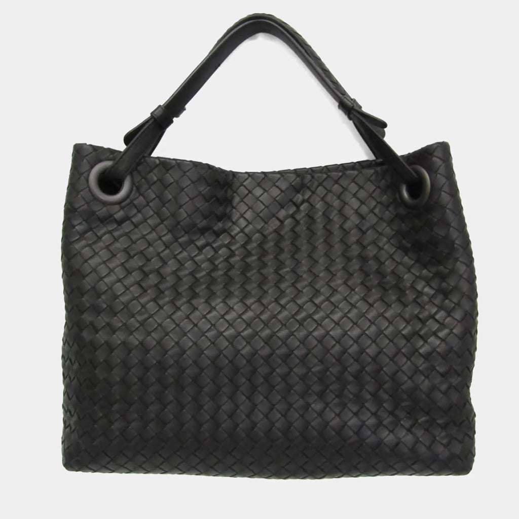 Bottega Veneta Intrecciato Medium Garda Bag Leather Handbag Black