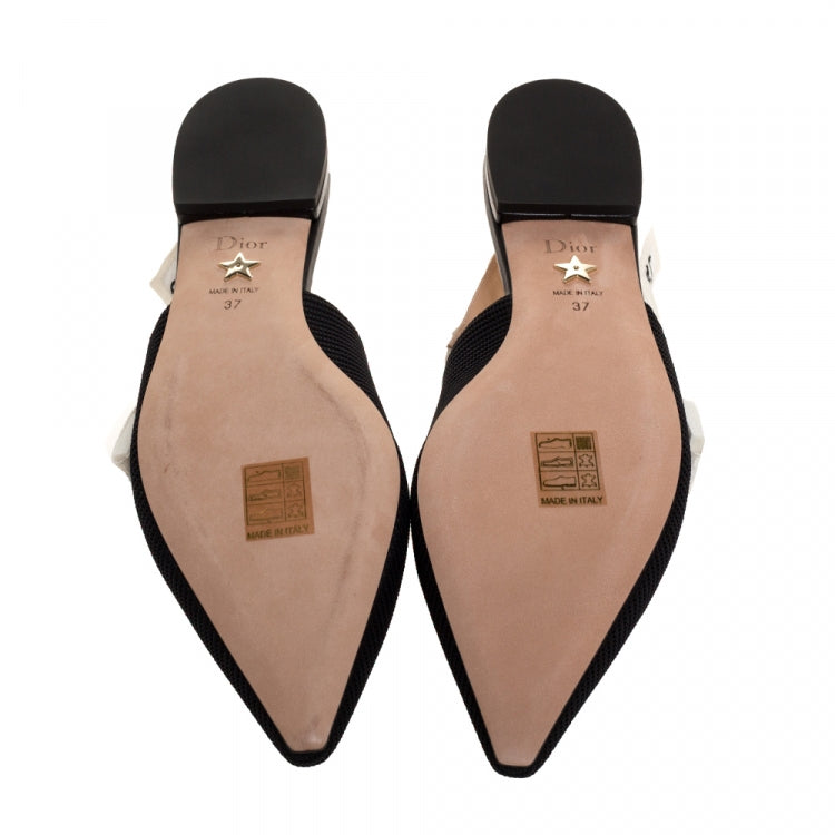 Dior Black Fabric J’adior Slingback Flats Sandals Size 37