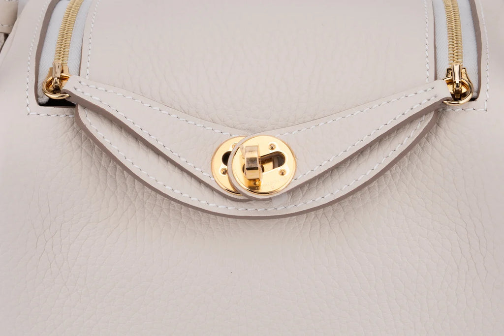 Hermès Mini Lindy Clemence Craie GHW