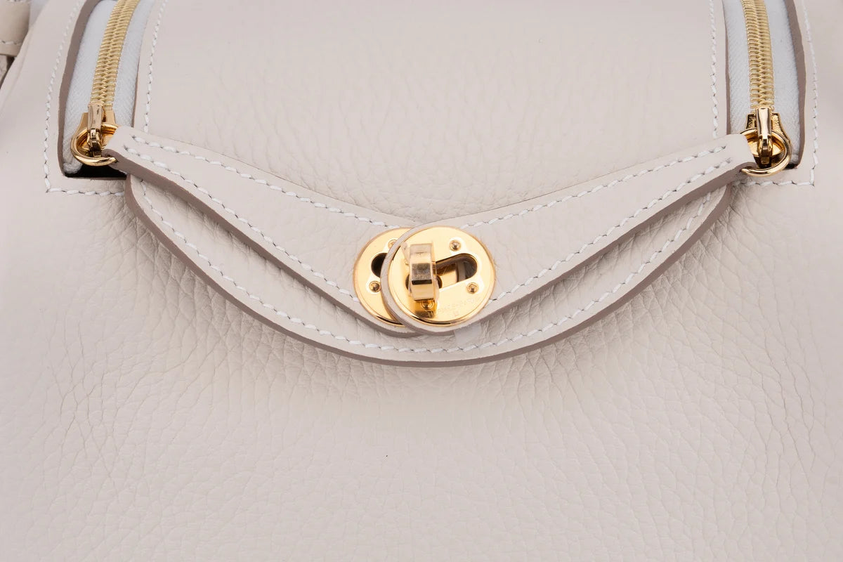 Hermès Mini Lindy Clemence Craie GHW