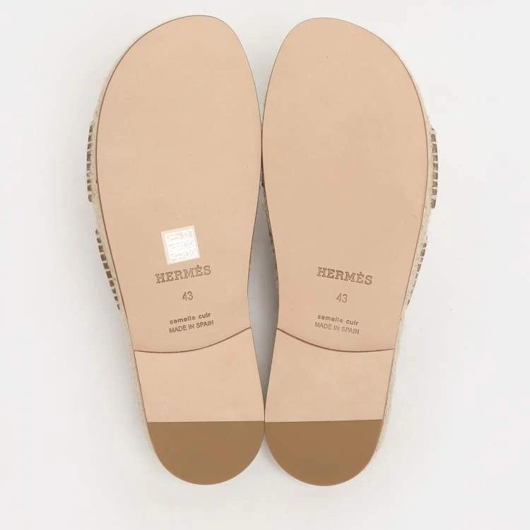 Hermes Brown Suede Antigua Espadrille Flats Size 43
