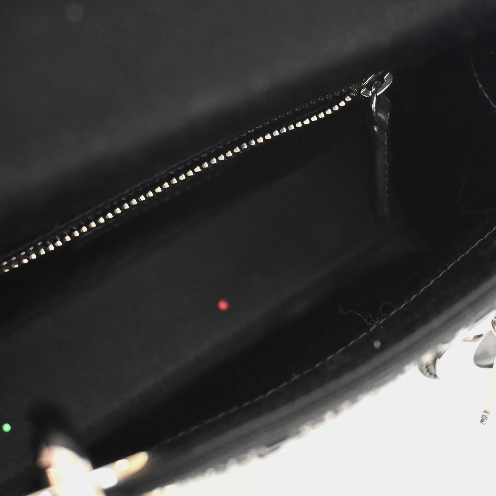 Christian Dior Mini Lady Dior Black Strass Satin Top Handle Bag