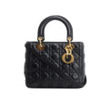 Christian Dior Black Cannage Lambskin Leather Medium Lady Dior Bag
