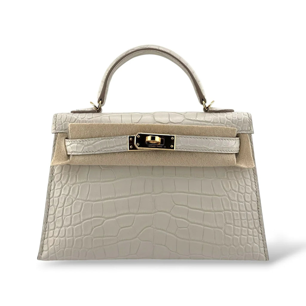 Hermes Kelly Mini Beton Matte Alligator GHW