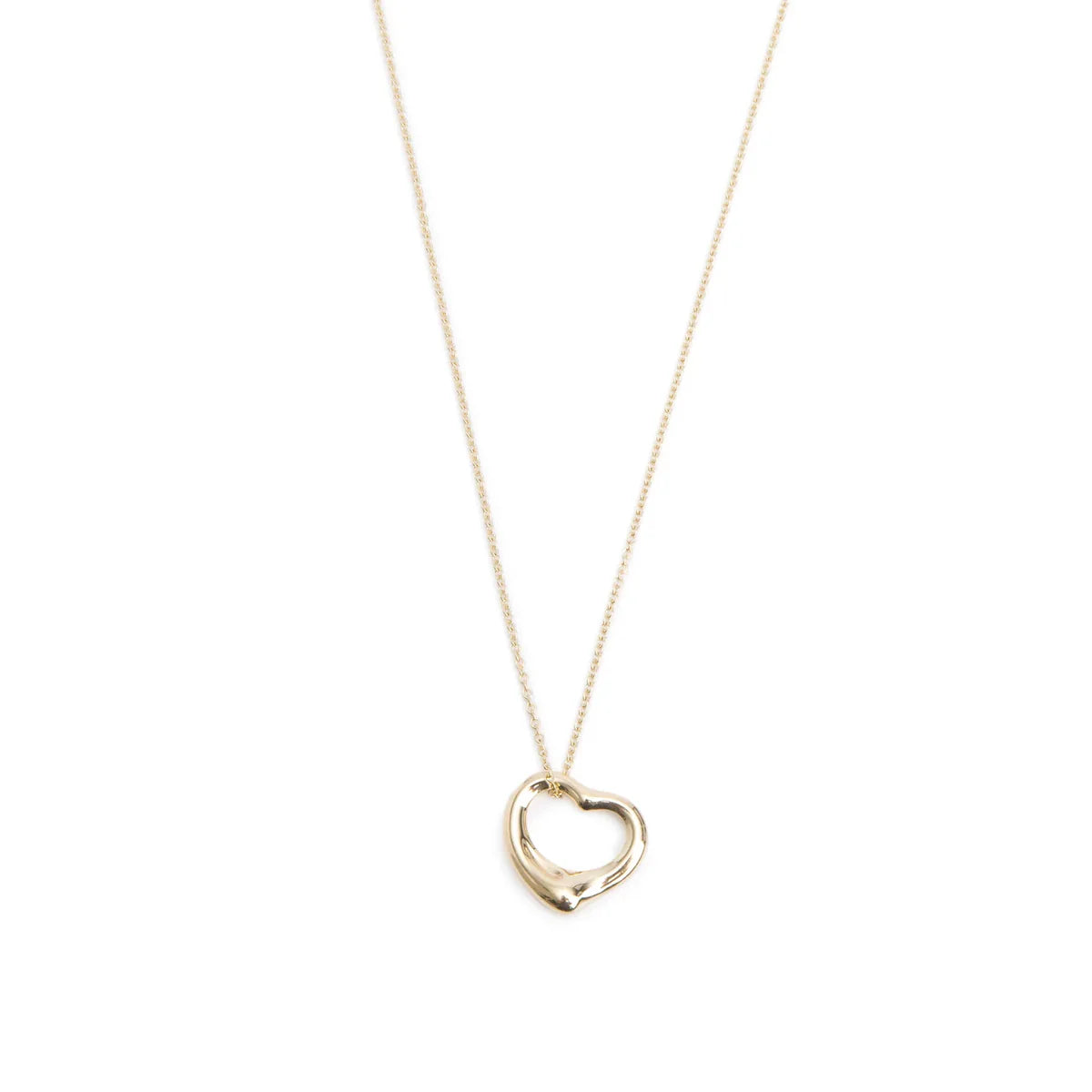 Tiffany & Co Elsa Peretti 18k Yellow Gold 16 MM Open Heart Pendant Necklace