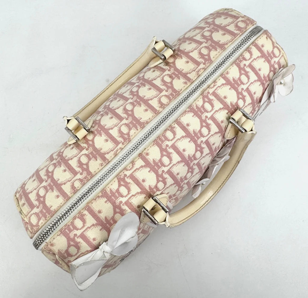 DIOR Pink Trotter Hand Mini Boston Bag Canvas Leather