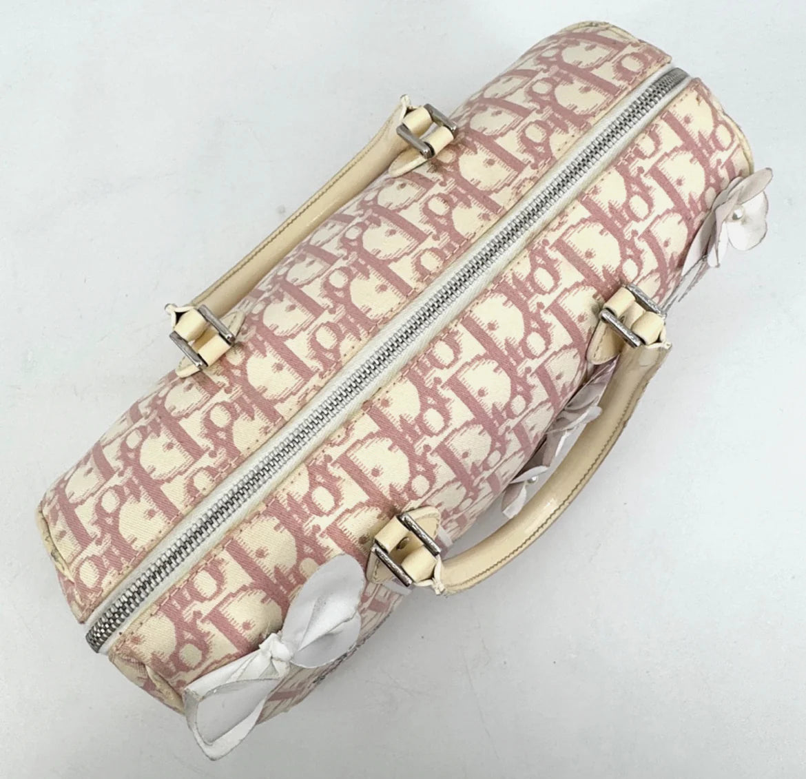 DIOR Pink Trotter Hand Mini Boston Bag Canvas Leather