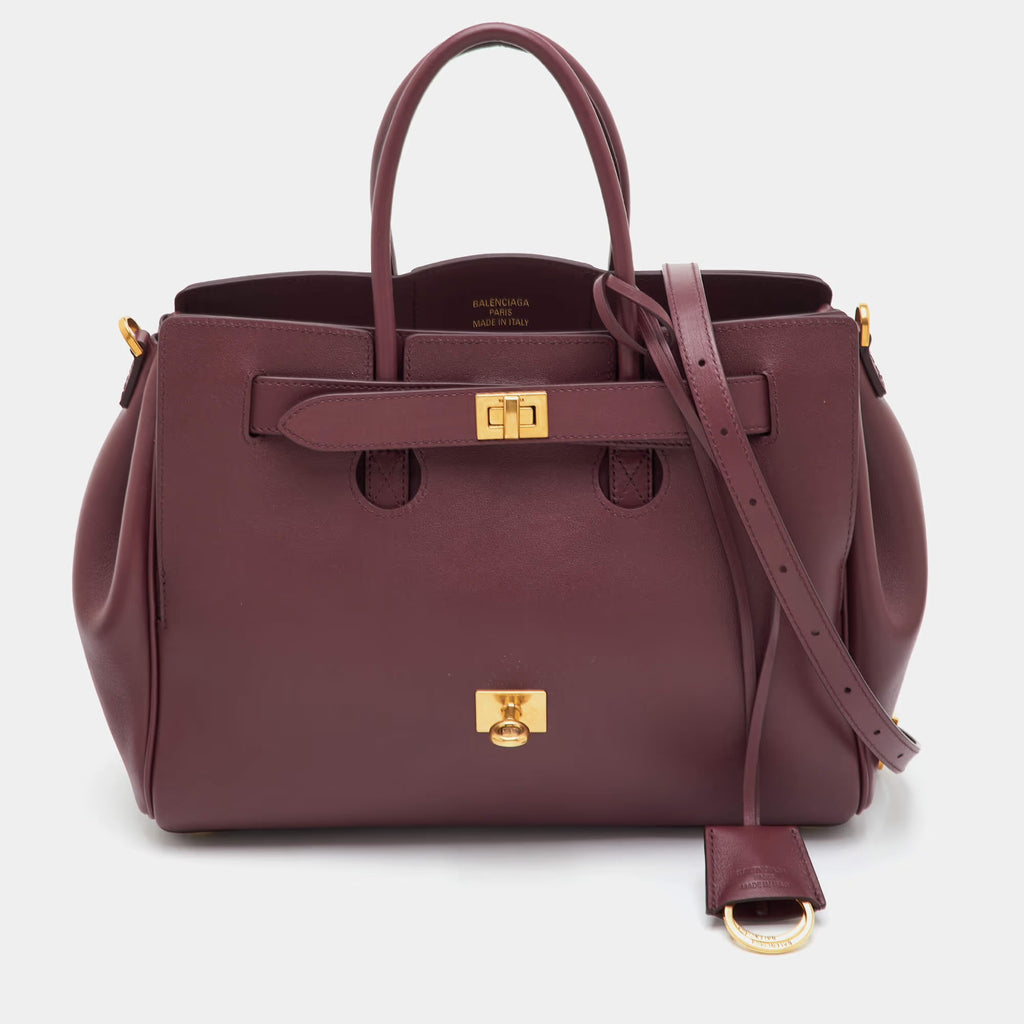 Balenciaga Bel Air Small Burgundy Leather Tote