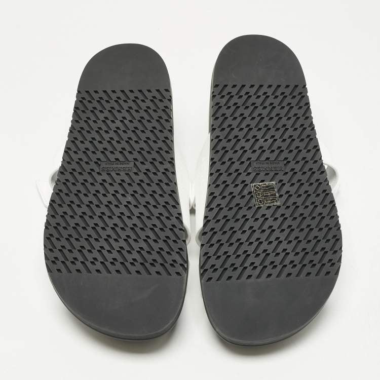 Hermes White Leather Chypre Slide Sandals Size 41