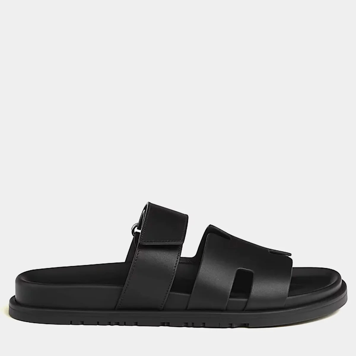 Hermes Chypre Sandal Size 42 Noir Calfskin
