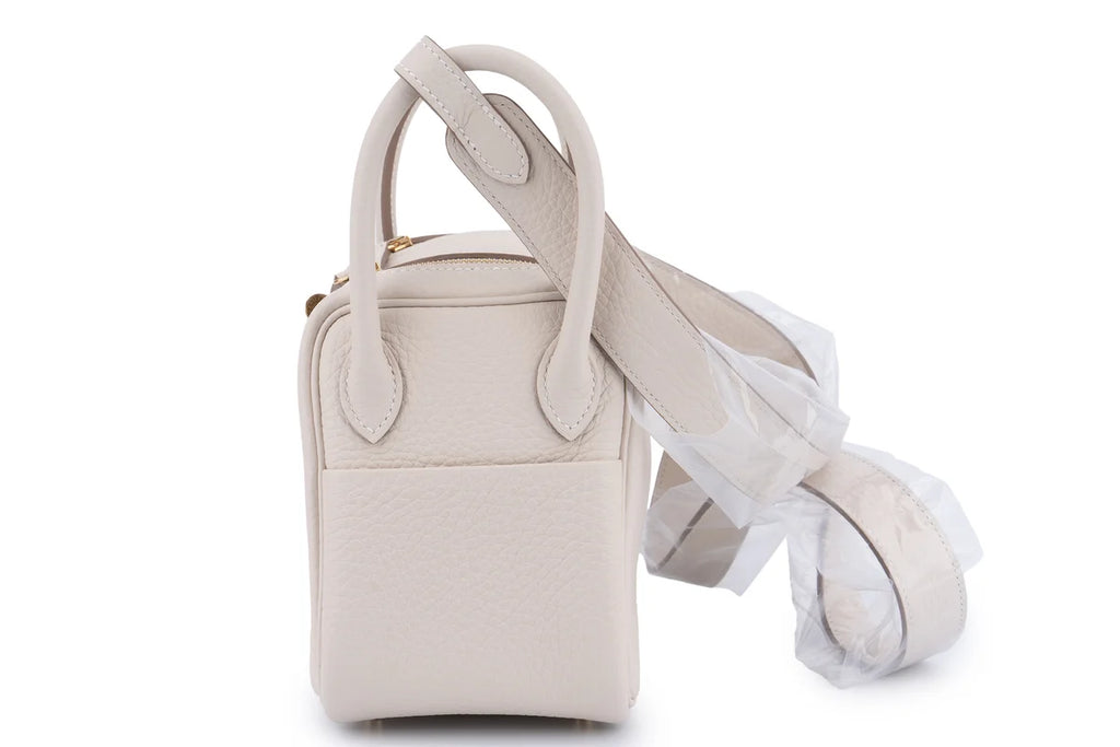 Hermès Mini Lindy Clemence Craie GHW