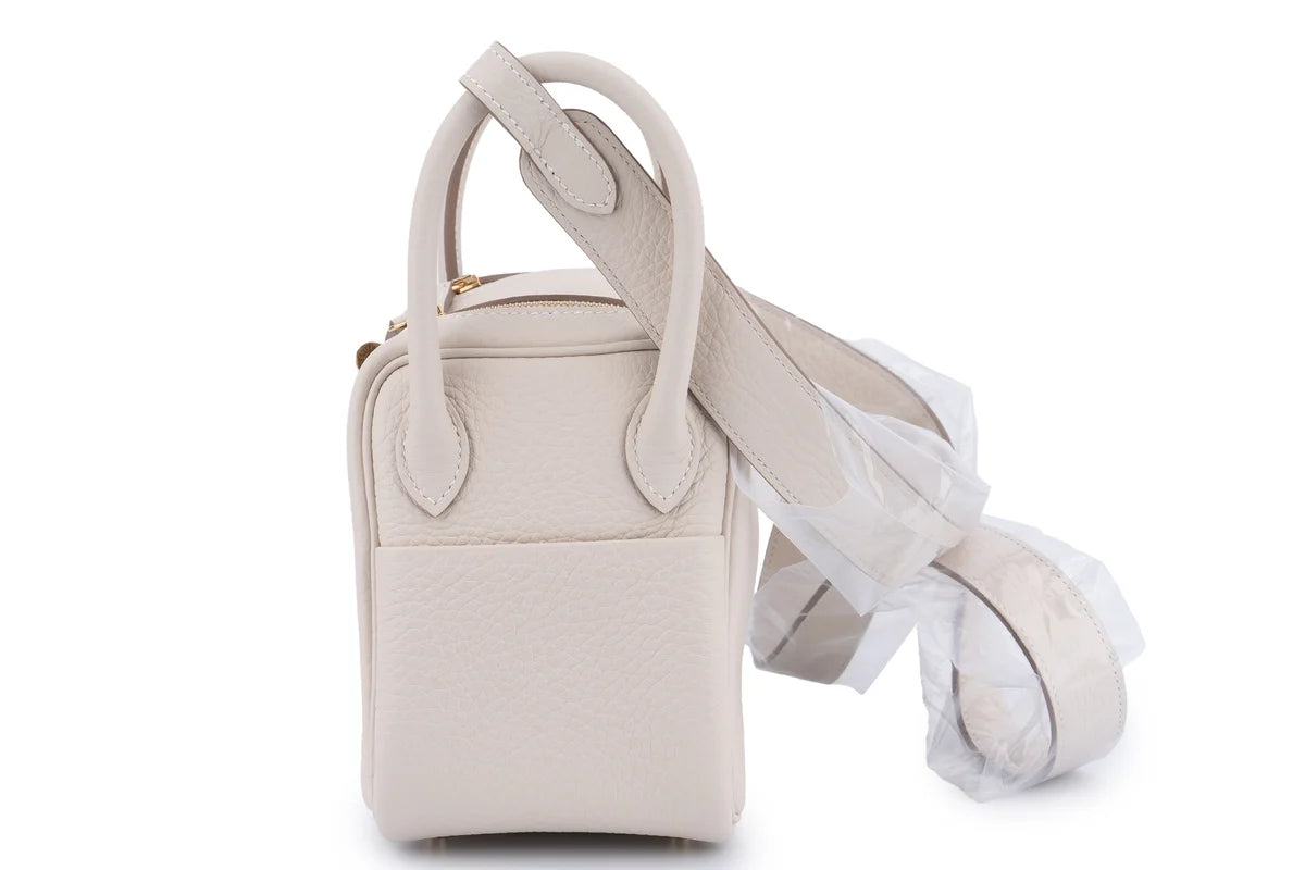 Hermès Mini Lindy Clemence Craie GHW