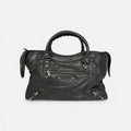 BALENCIAGA MEDIUM LE CITY BAG IN GREY LEATHER WITH SILVER HARDWARE