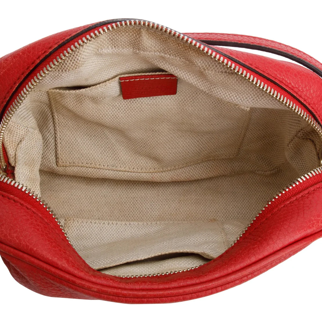 Gucci Red Pebbled Calfskin Leather Small Soho Disco Bag