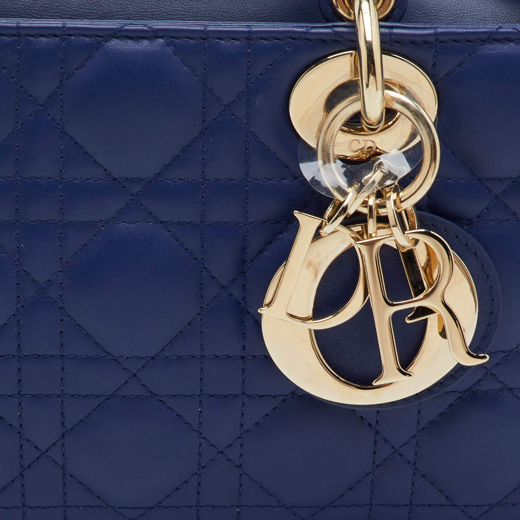 Dior Lady D-Joy Medium Navy Blue Cannage Leather Tote