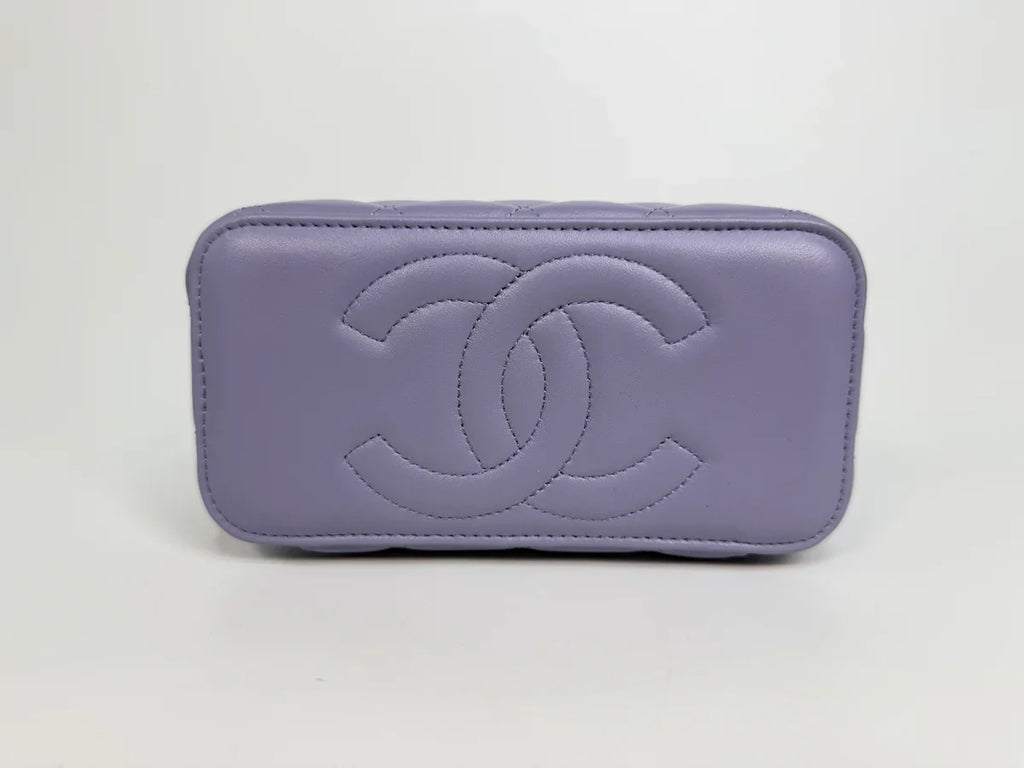 CHANEL MINI VANITY TOP HANDLE IN LILAC LAMBSKIN LEATHER WITH GOLD HARDWARE
