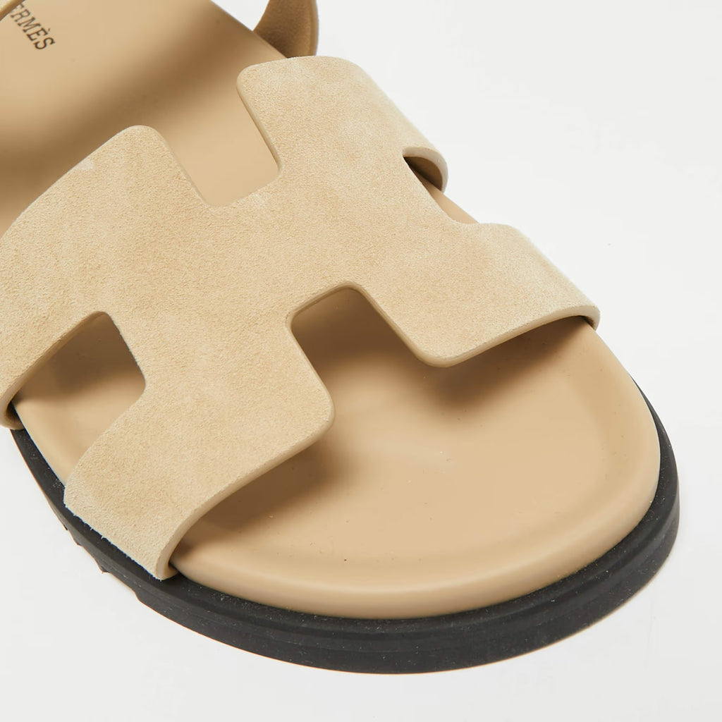 Hermes Genius Size 41 Beige Suede Flat Sandals