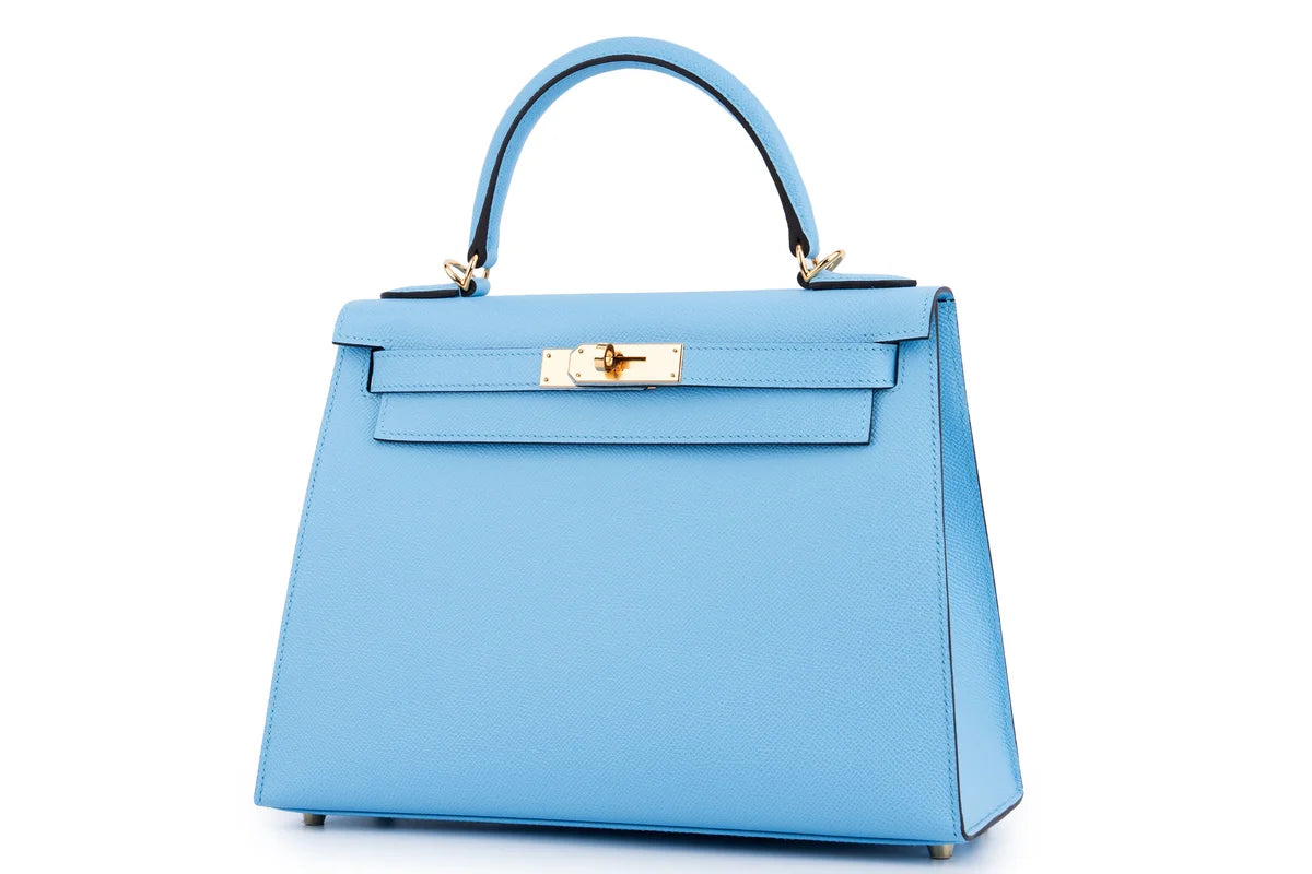Hermès Kelly 28 Epsom Blue Celeste GHW