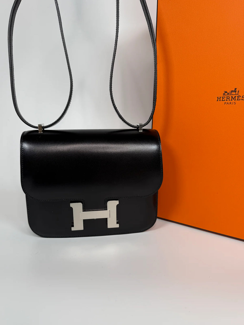 HERMÈS CONSTANCE 18 IN BLACK BOX LEATHER WITH PALLADIUM HARDWARE