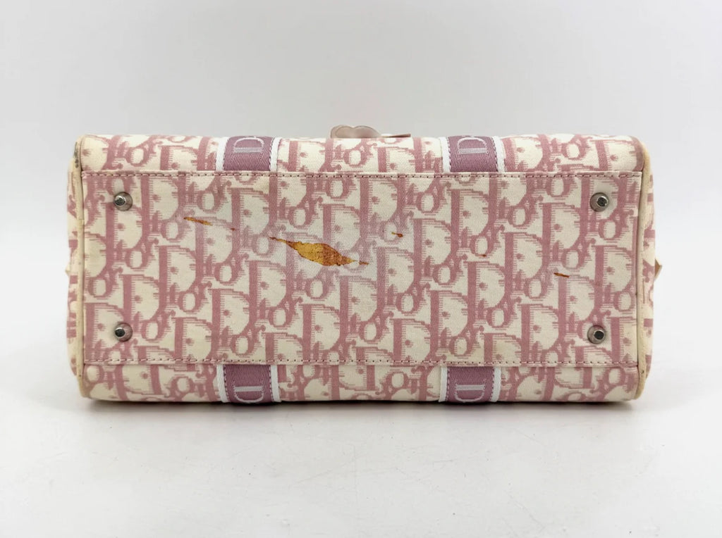 DIOR Pink Trotter Hand Mini Boston Bag Canvas Leather