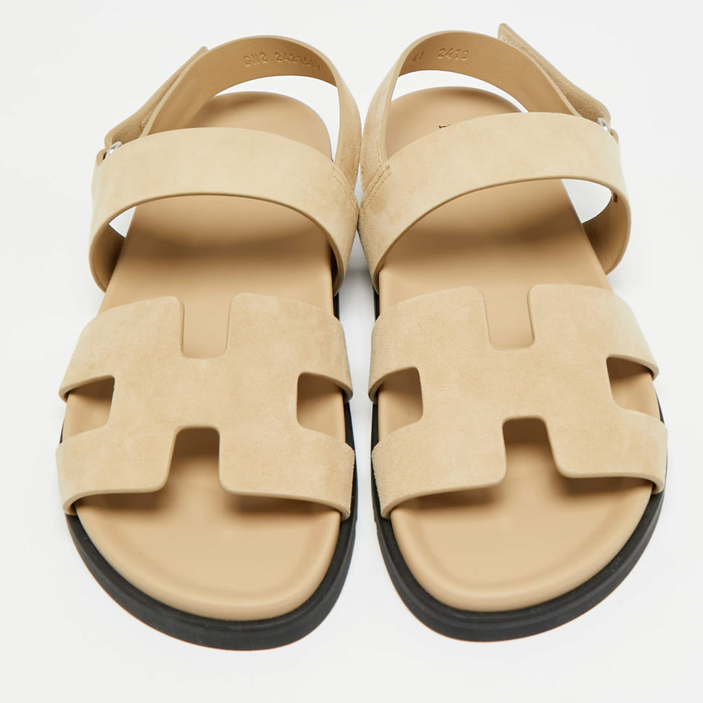 Hermes Genius Size 41 Beige Suede Flat Sandals