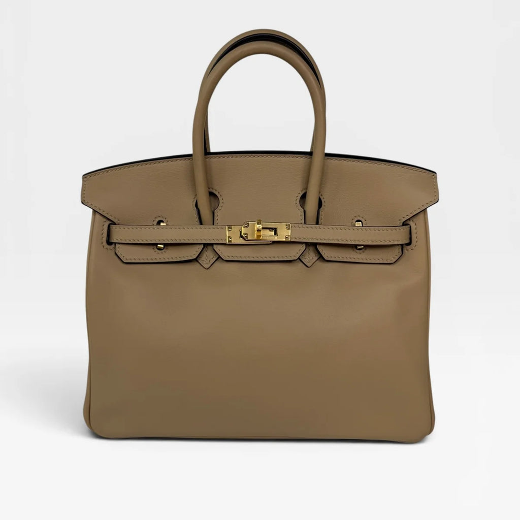 HERMÈS BIRKIN 25 IN TRENCH SWIFT LEATHER WITH GOLD HARDWARE
