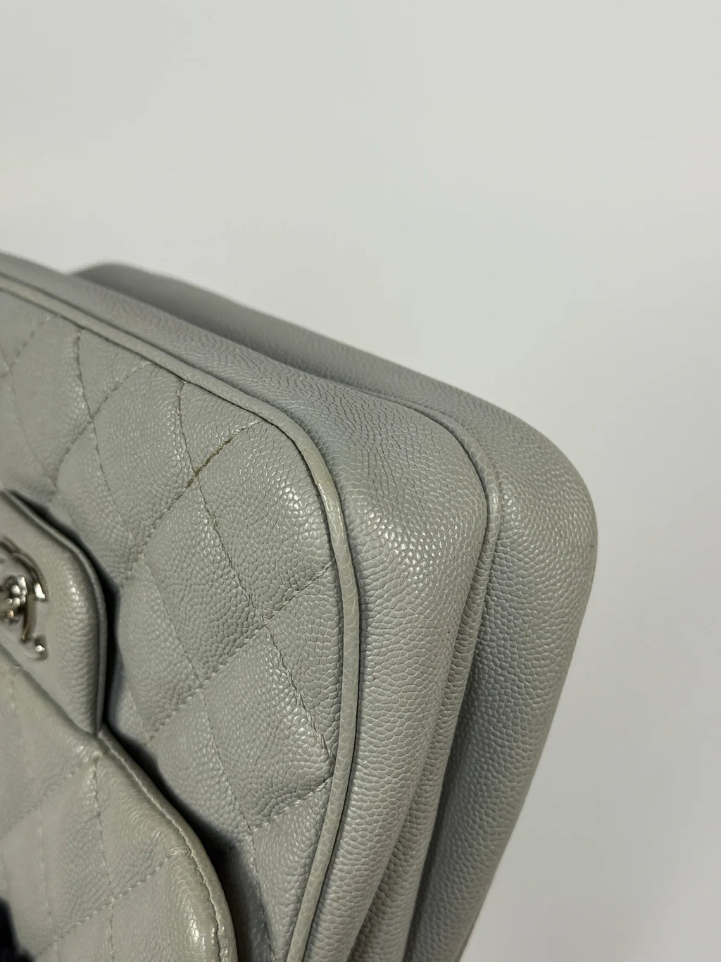 CHANEL MINI FLAP BAG IN GLACIER GREY CAVIAR LEATHER WITH SILVER HARDWARE