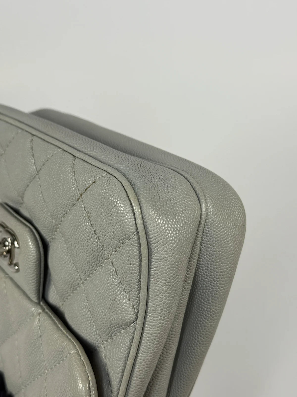 CHANEL MINI FLAP BAG IN GLACIER GREY CAVIAR LEATHER WITH SILVER HARDWARE
