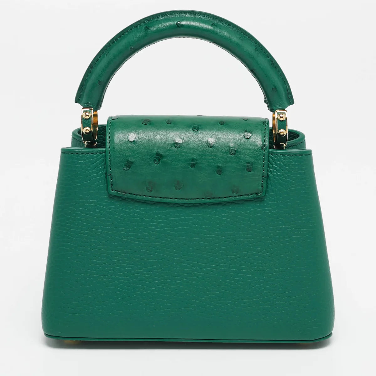 Louis Vuitton Capucines Mini Emeraude Taurillon Leather and Ostrich Top Handle Bag