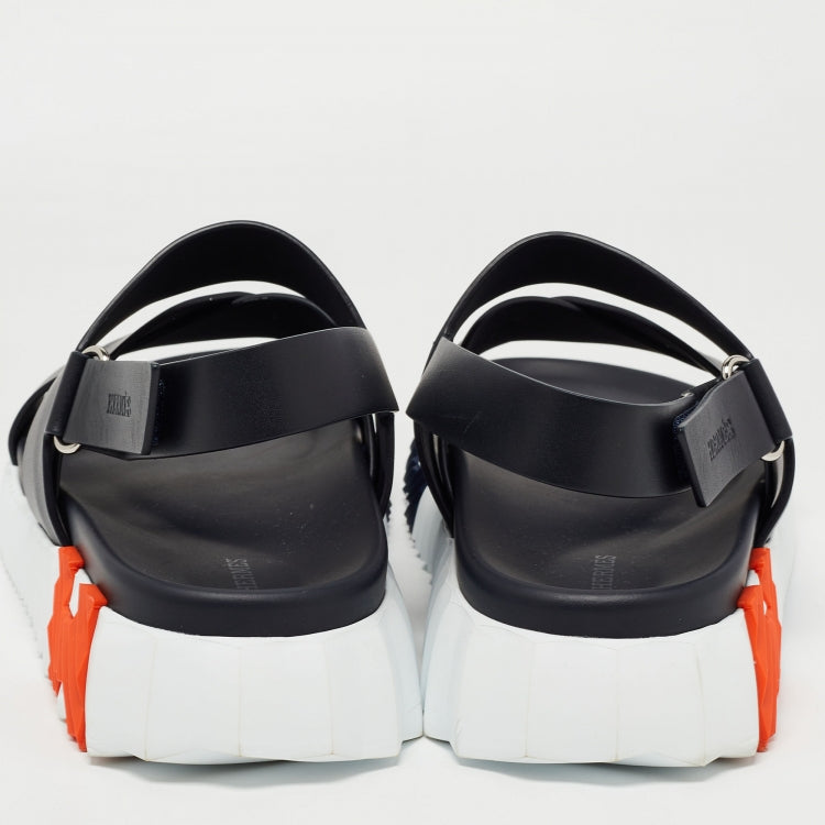 Hermes Black Leather Electric Sandals Size 39