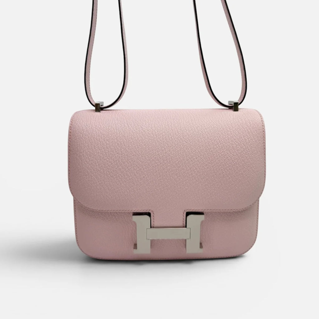 HERMÈS CONSTANCE 18 IN ROSE CHÈVRE LEATHER WITH PALLADIUM HARDWARE