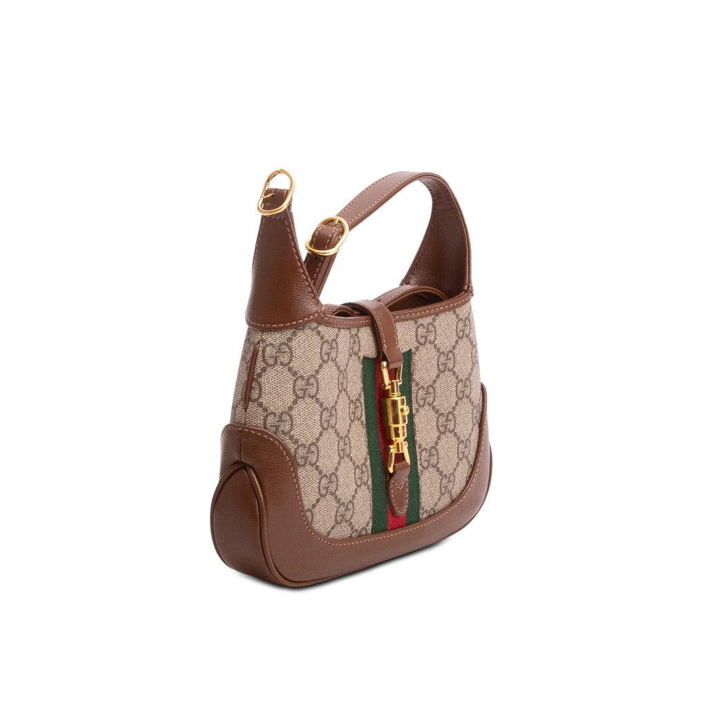 Gucci GG Supreme Monogram Azalea Calfskin Web Mini Jackie 1961