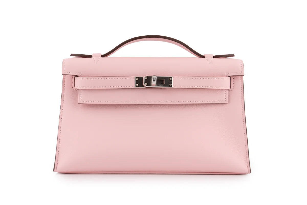 Hermès Kelly Pochette Swift Rose Sakura PHW