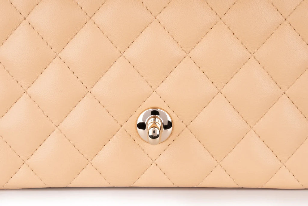 Chanel Mini Rectangle Flap Lambskin Beige LGHW