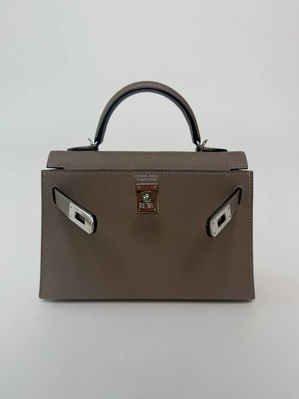 HERMÉS MINI KELLY GRIS ASPHALT IN EPSOM LEATHER WITH PHW