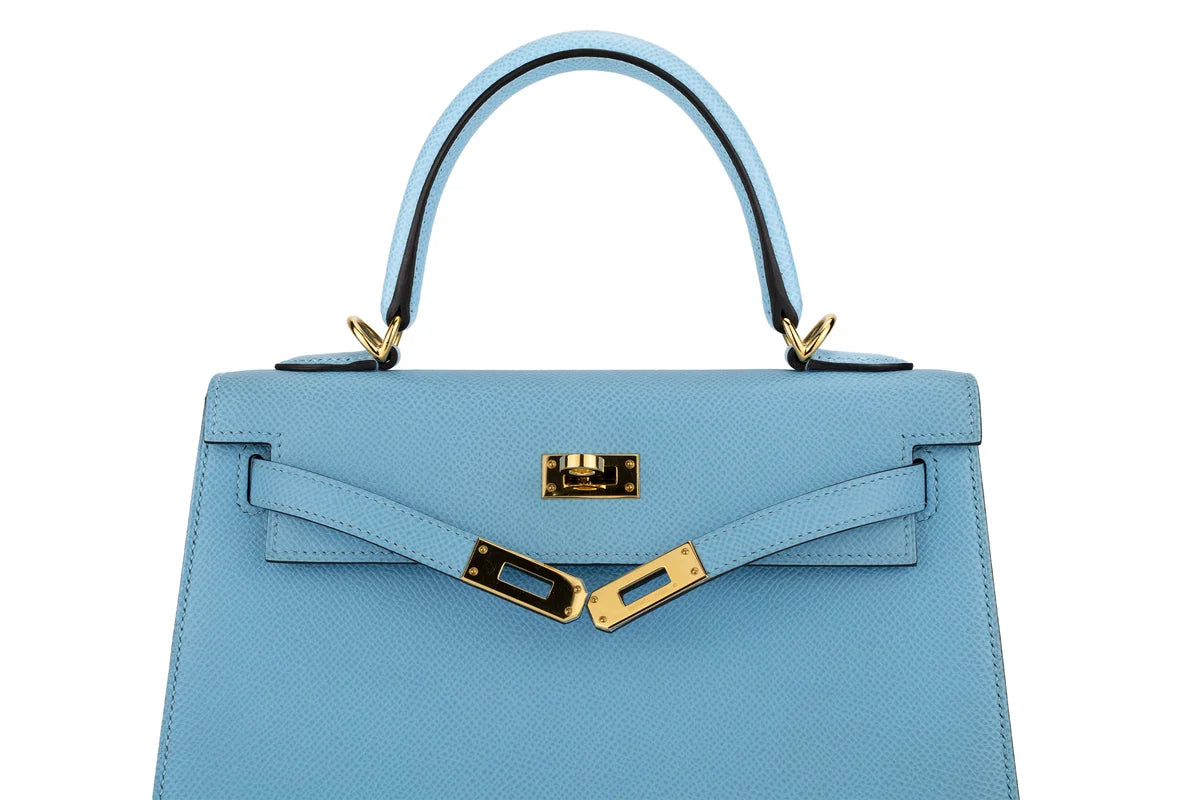 Hermès Kelly 25 Sellier Epsom Celeste GHW
