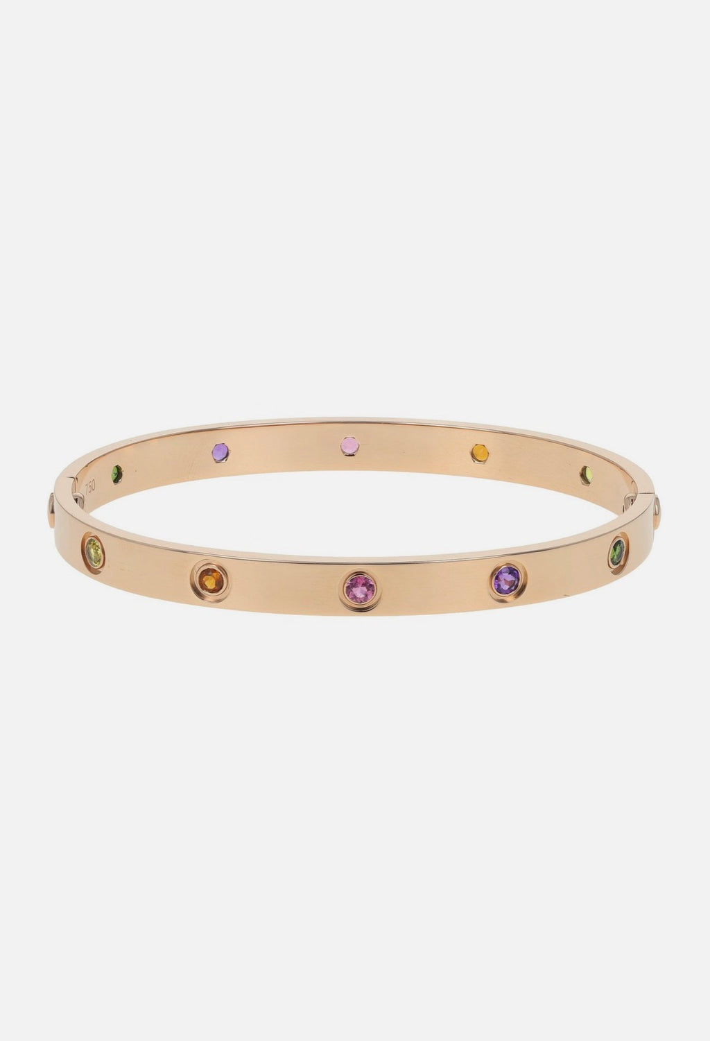 Cartier Love 18k Rose Gold Multi Gemstone Bangle Bracelet Size 18