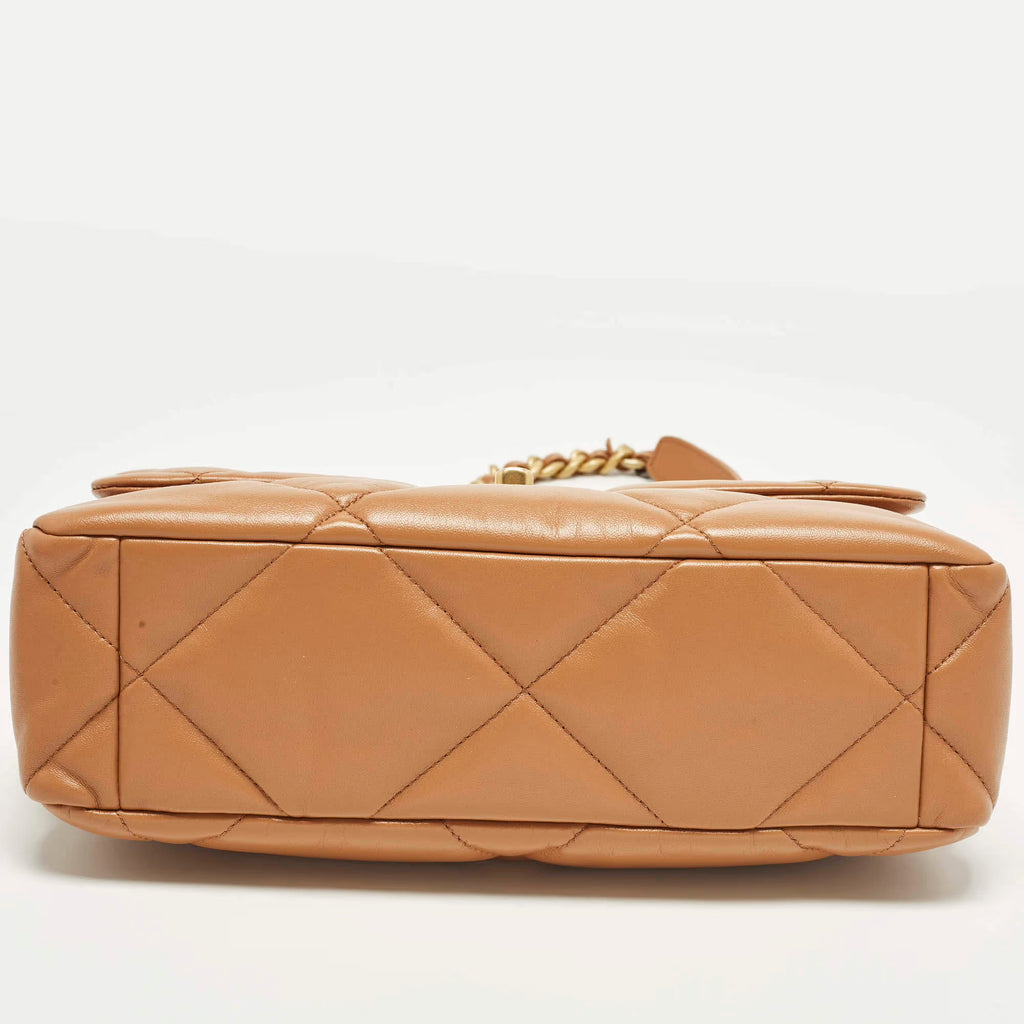 Chanel 19 Large Brown Quilted Leather Flap Bag