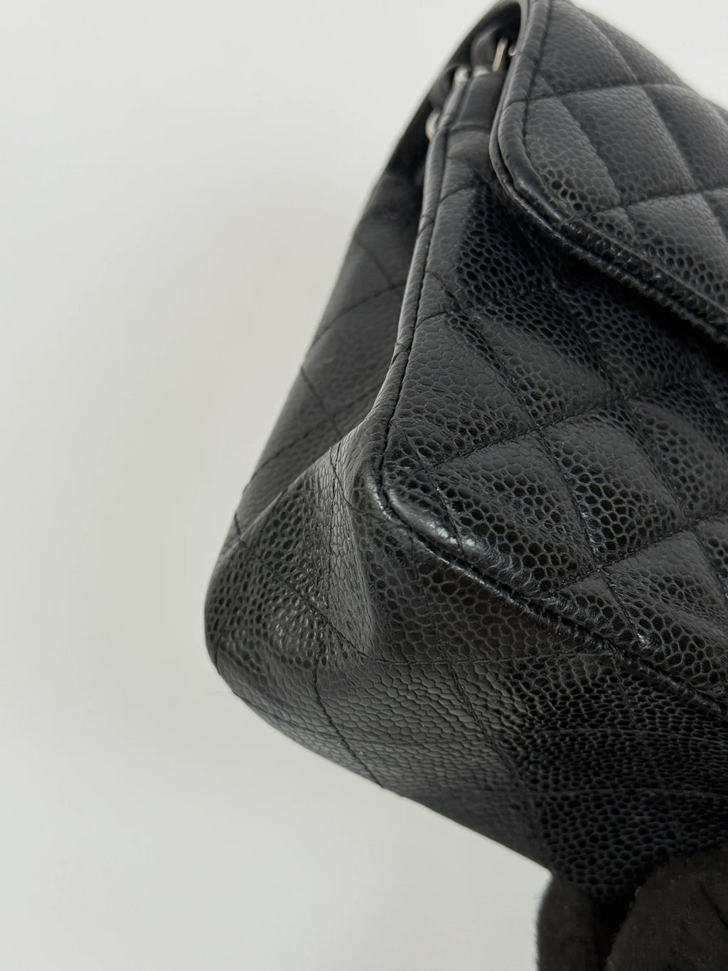 CHANEL SMALL CLASSIC DOUBLE FLAP IN BLACK CAVIAR LEATHER WITH SILVER HARDWARE