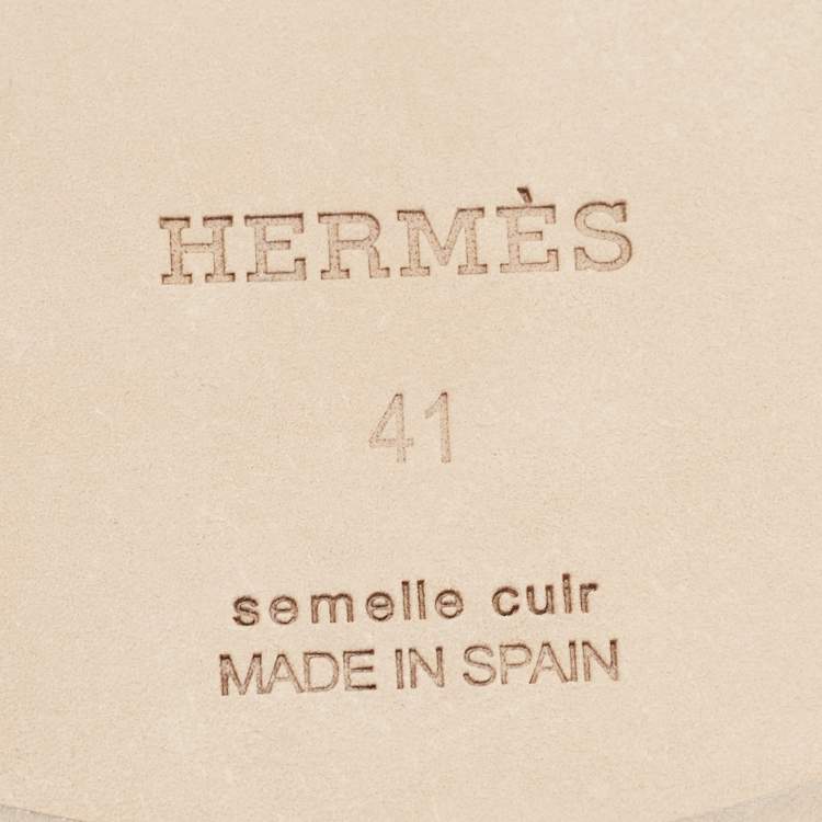 Hermes Brown Suede Antigua Flat Slides Size 41
