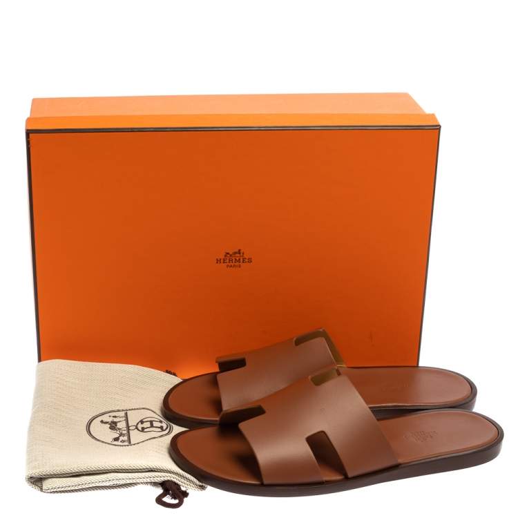 Hermes Brown Leather Izmir Sandals Size 41