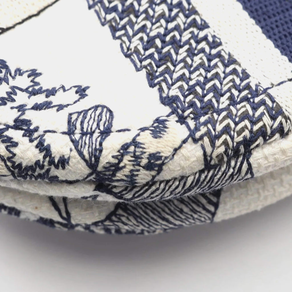 Dior Saddle Around the World Embroidered Medium Blue Multicolor Canvas Shoulder Bag