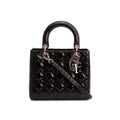 Christian Dior Black Cannage Patent Leather Medium Lady Dior Bag