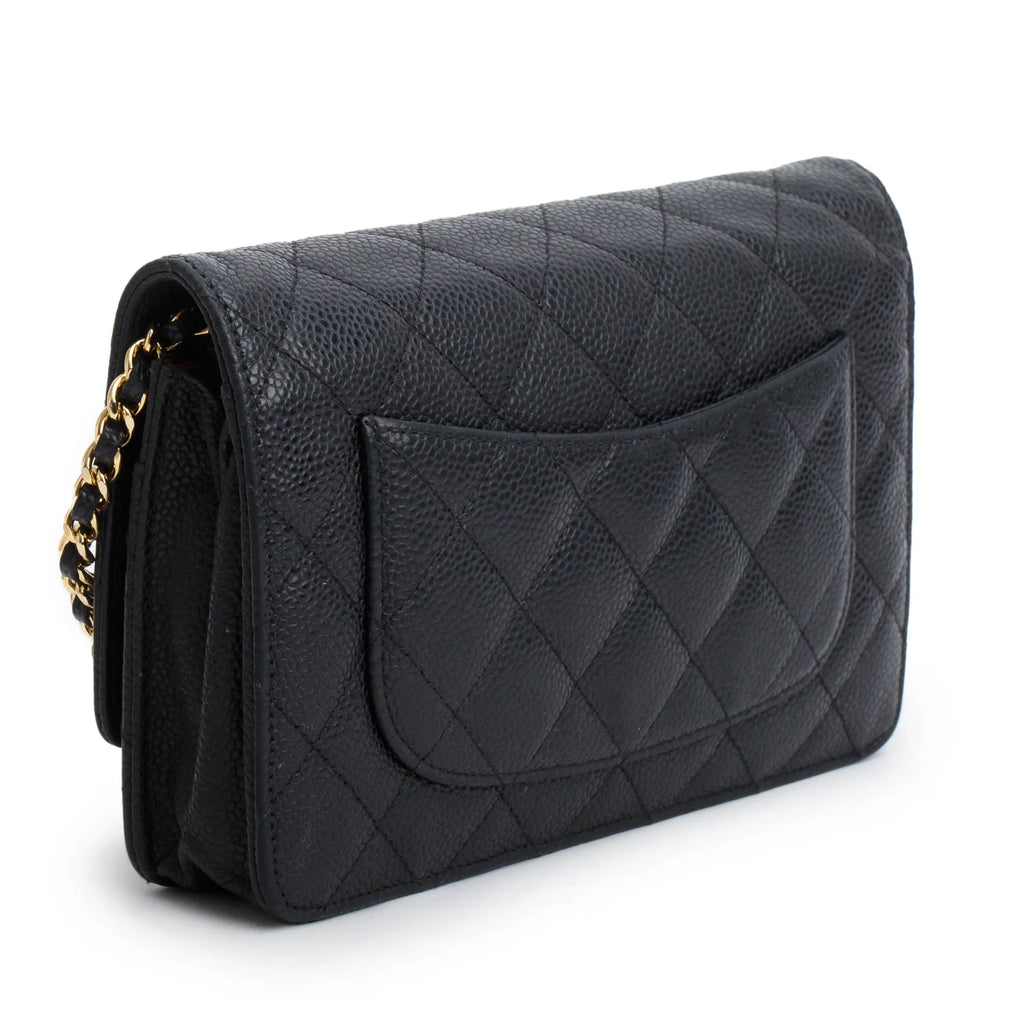 Chanel Black Caviar Quilted Classic Wallet on Chain