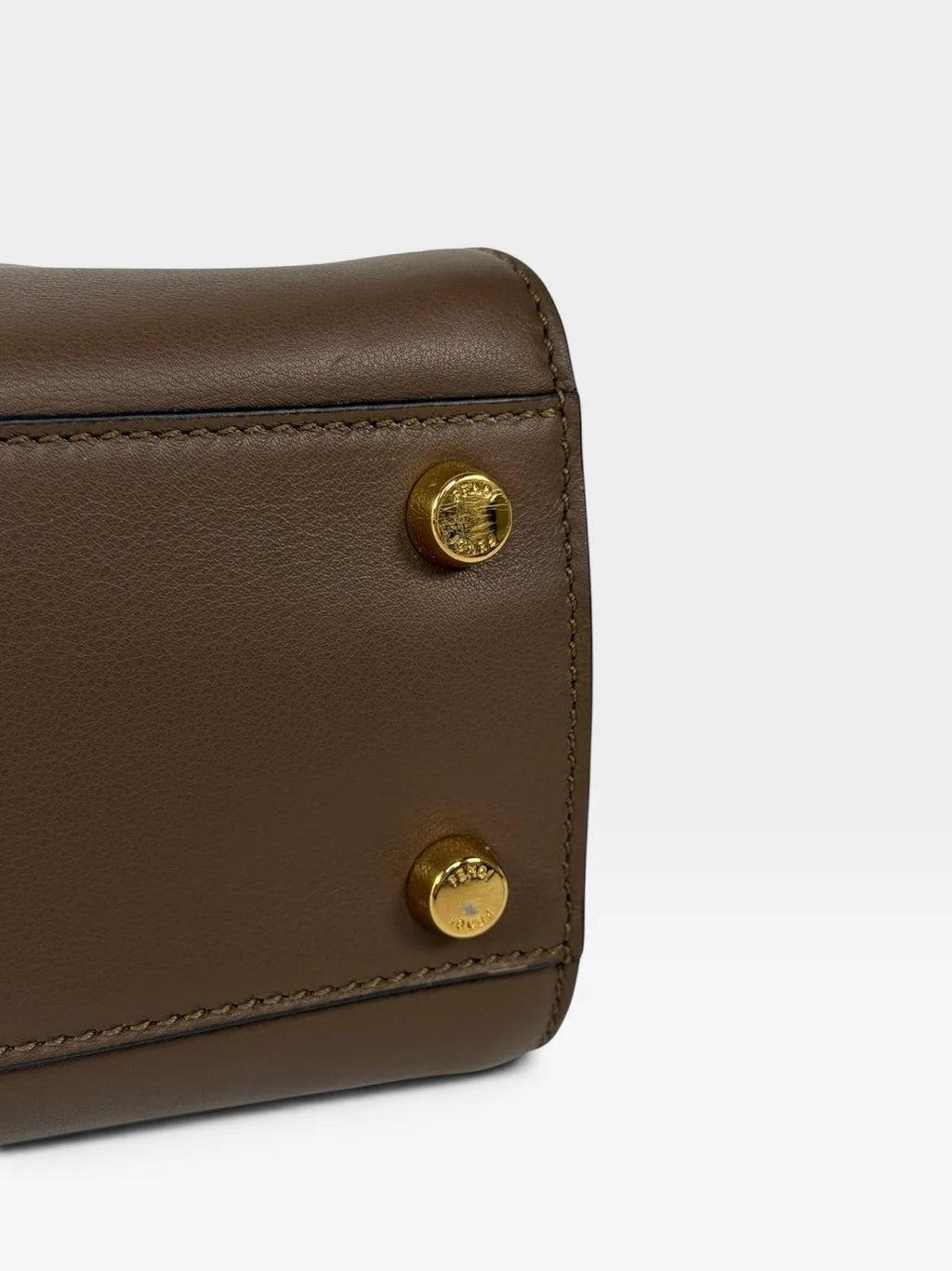 FENDI SMALL PEEKABOO ISEEU BAG IN BROWN CALFSKIN WITH GOLD HARDWARE