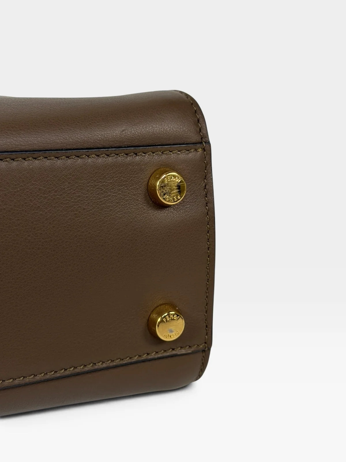 FENDI SMALL PEEKABOO ISEEU BAG IN BROWN CALFSKIN WITH GOLD HARDWARE